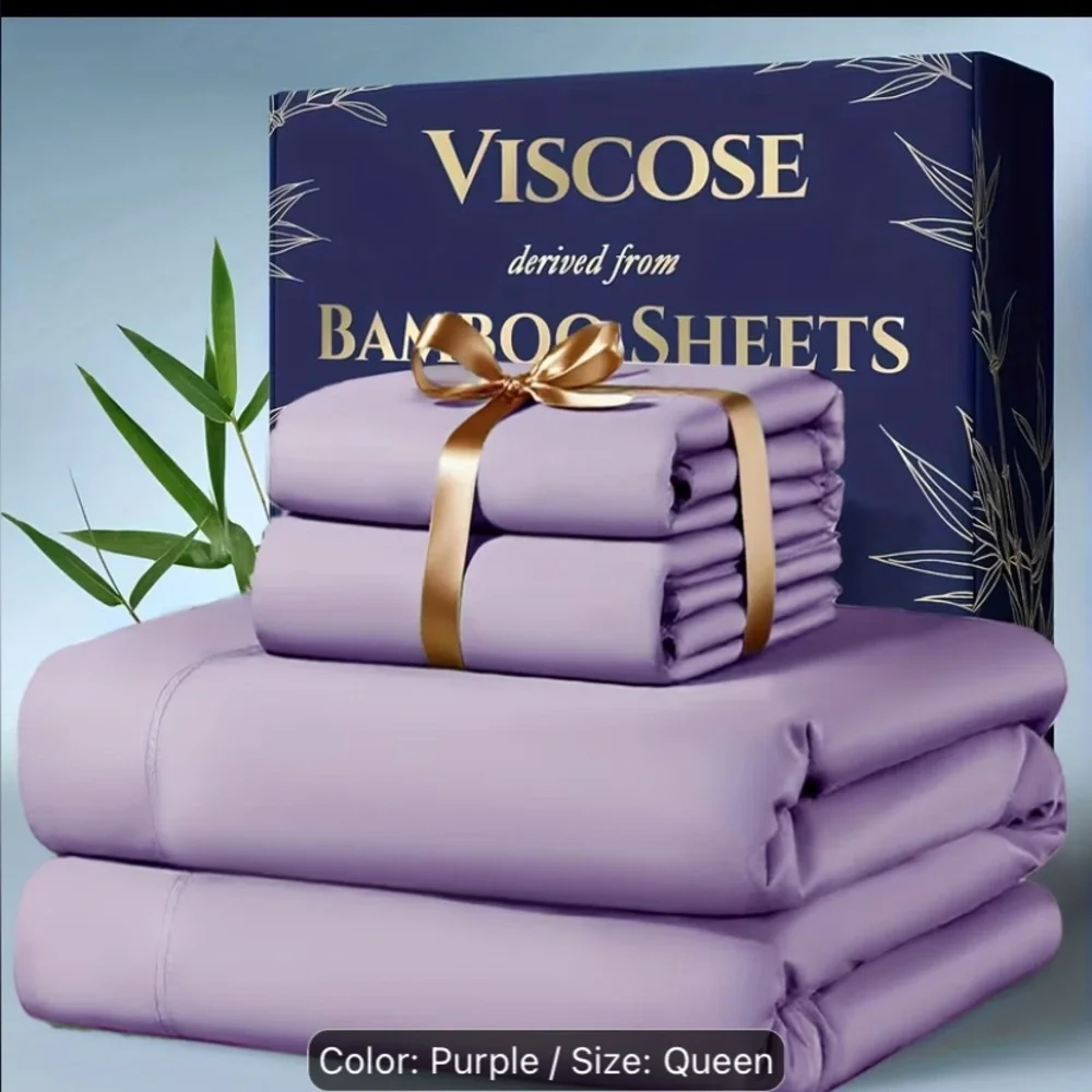 Luxury Cooling Bamboo Sheets - Purple Queen